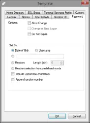 Template Password Options